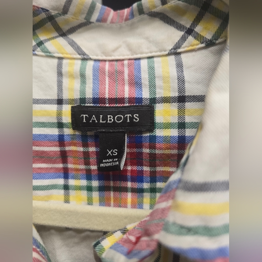 Talbots Classic Cotton Shirt - Windowpane Plaid Sz. XS - Picture 4 of 8
